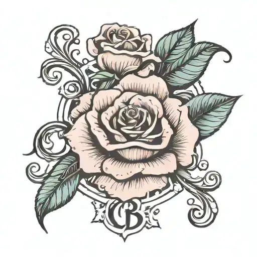 Initials Btl With Rose