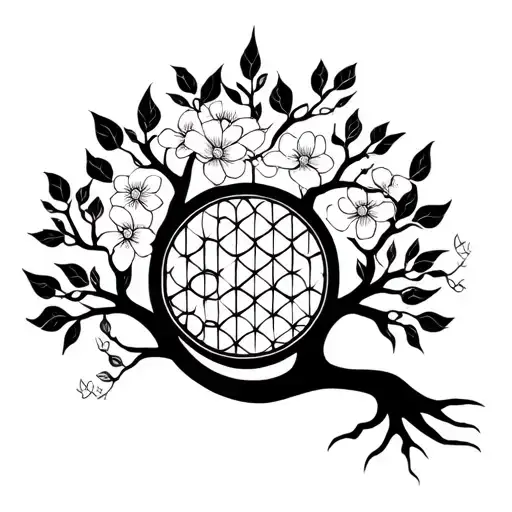 Tree Of Life Intertwined With Flower Of Life