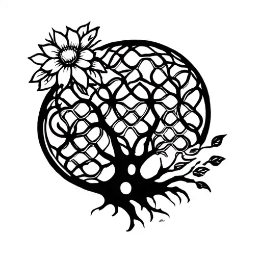 Tree Of Life Intertwined With Flower Of Life