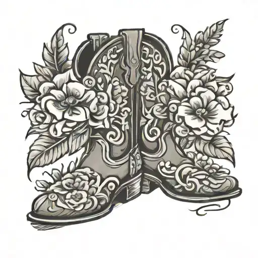 Cowboy Boots With Flowers