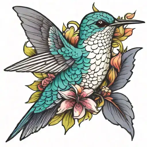 Hummingbird And Flowers