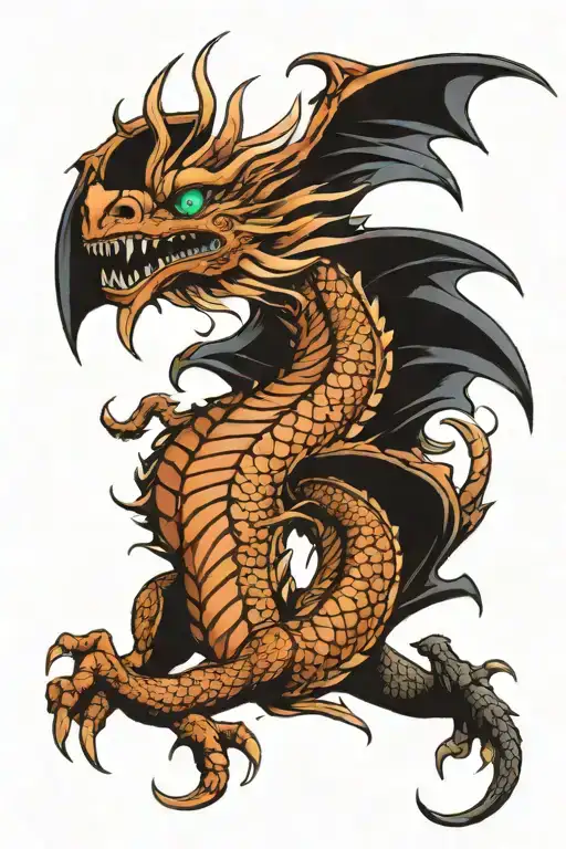 Full Left Arm Dragon Tattoo With Dragon Head On Left Chest