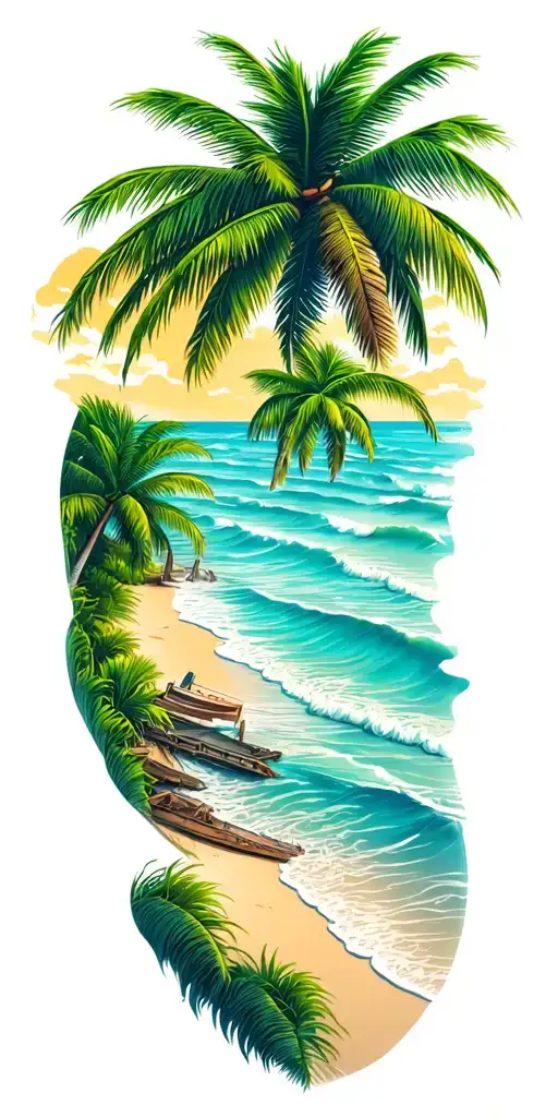 Florida With Beach And Palm Trees