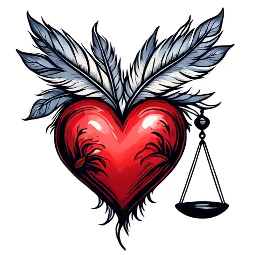 Feather And Heart Scale Showing Balance