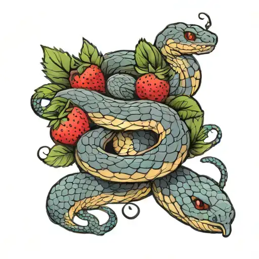 Snake And Strawberries