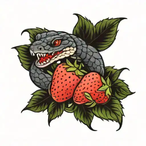 Dark Snake And Strawberries
