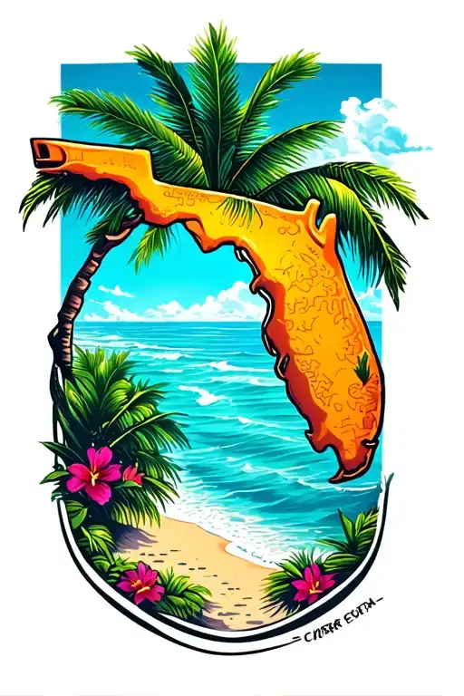 Shape Of Florida With Beach Inside
