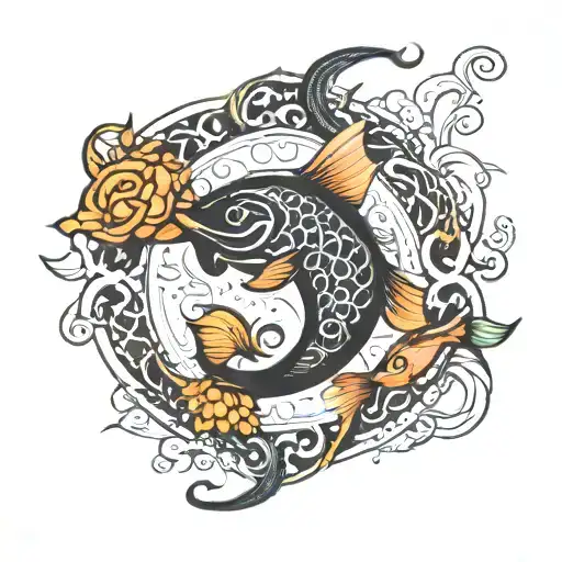 Karma Symbol With Fishes