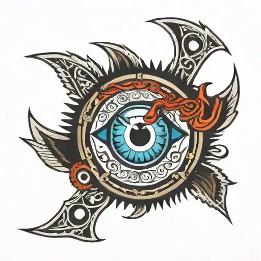 Evil Eye At Center Of Saw Blade