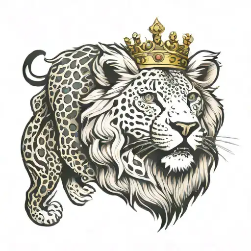 Lion With Jaguar With A Crown