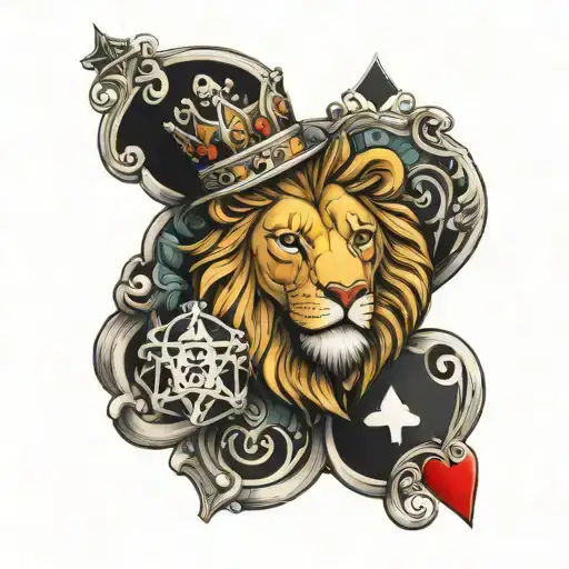 3D King Of Spades With Lion As The King