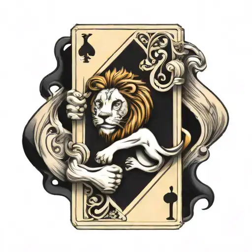 3D King Of Spades Card With Fierce Lion As The King