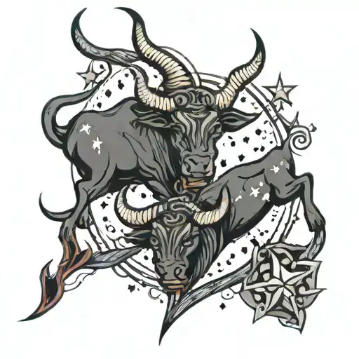 Taurus And Aquarius With Stars