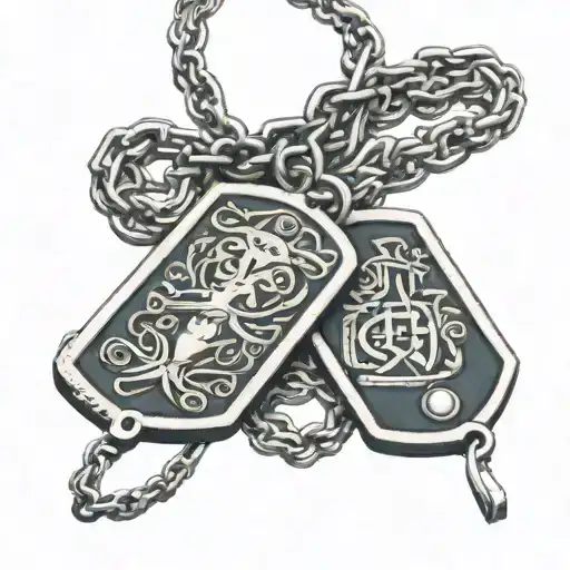 Dog Tags Attached To Chain