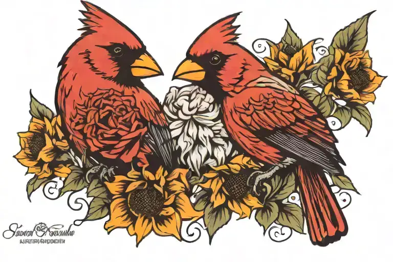 Sunflower Cardinal Dad Holding Hands