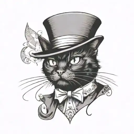 A Black Cat Wearing A Top Hat