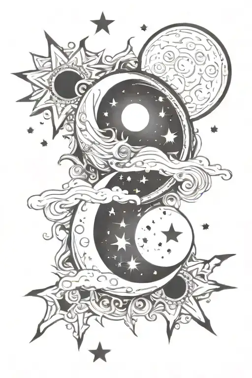 Celestial Moon And Sun