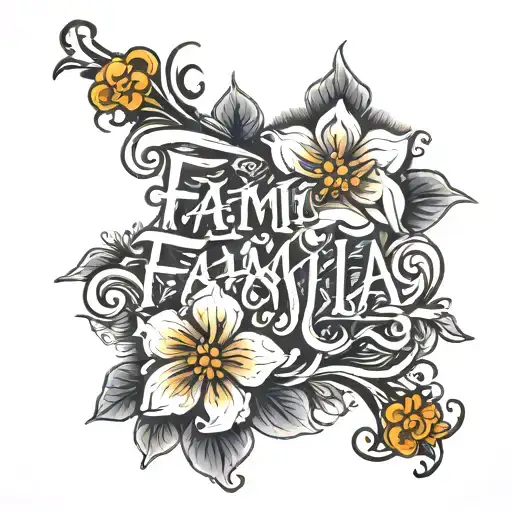 Famila Flowers Behind Lettering