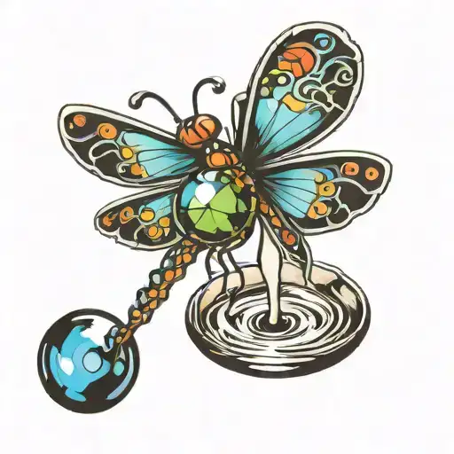 Dragon Fly With Martini Glass