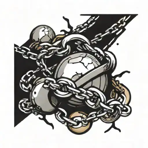 Ball And Chain With Broken Link In Chain