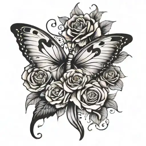 Butterfly With Semicolon And Roses Wrapped
