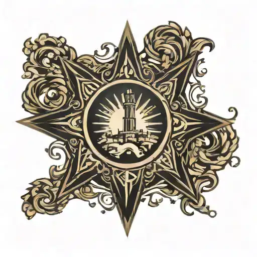 1906 Galicia Star Logo With Silhouette Of The Tower Of Hercules In The Background