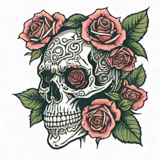 Roses Coming Out Of Skull Eye