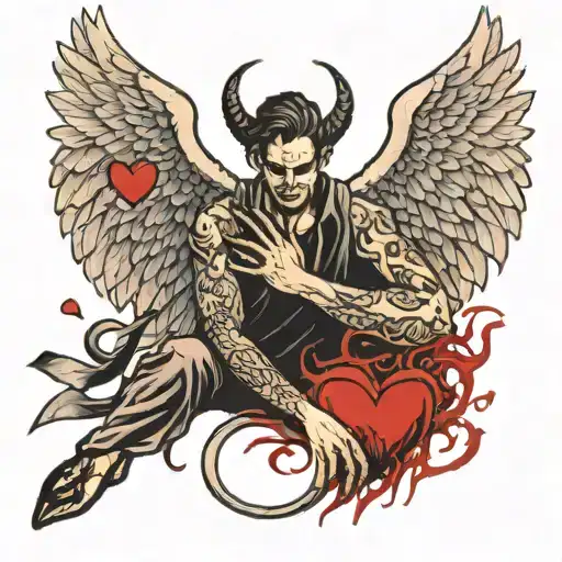 Lucifer Fallen Angel Breaking A Heart In His Hand