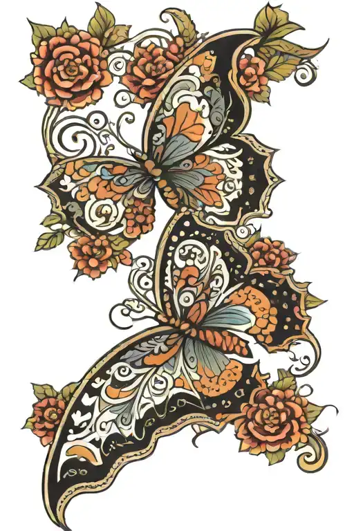 Butterfly Made Out Of Paisley And Floral Patterns