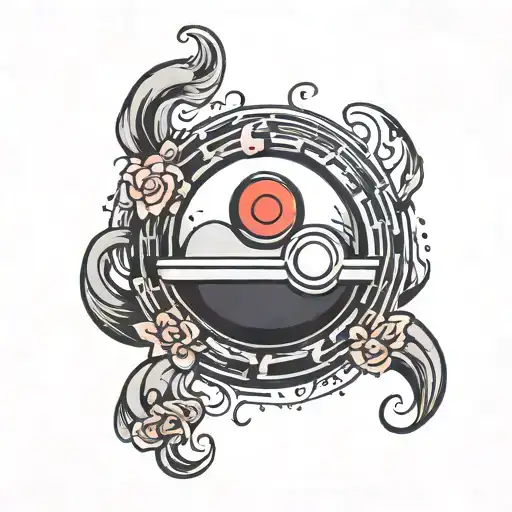 Deathly Allows Sign With A Poke Ball Inside And The Hidden Leaf Symbol