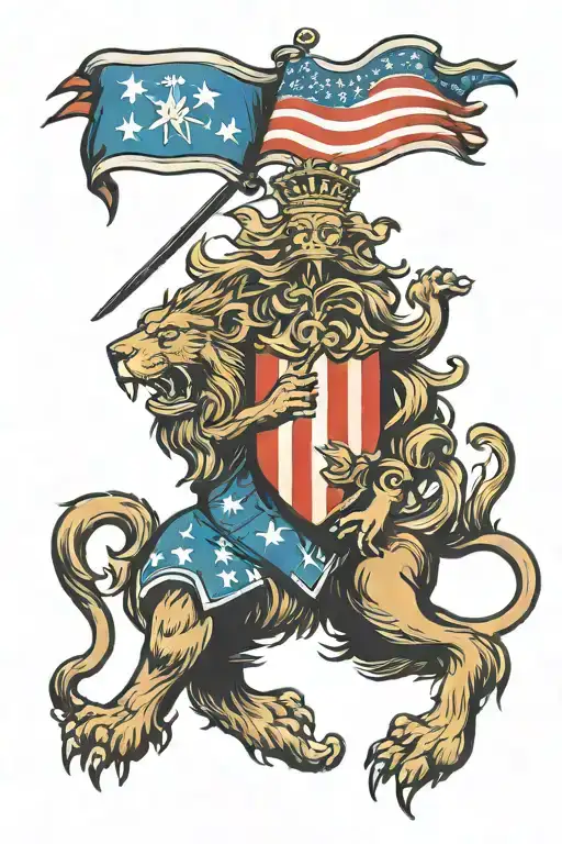 Dutch Lion And American Flag