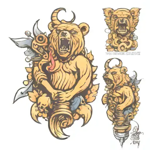 Angry Bear With Dummbell