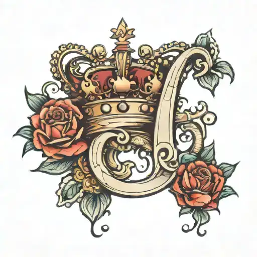 Queen Crown Flowting Above The Letter C K