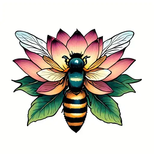 Lotus Flower And Bee
