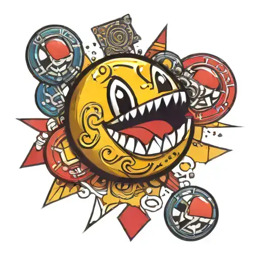 Pac-man Holding A Roulette Ball