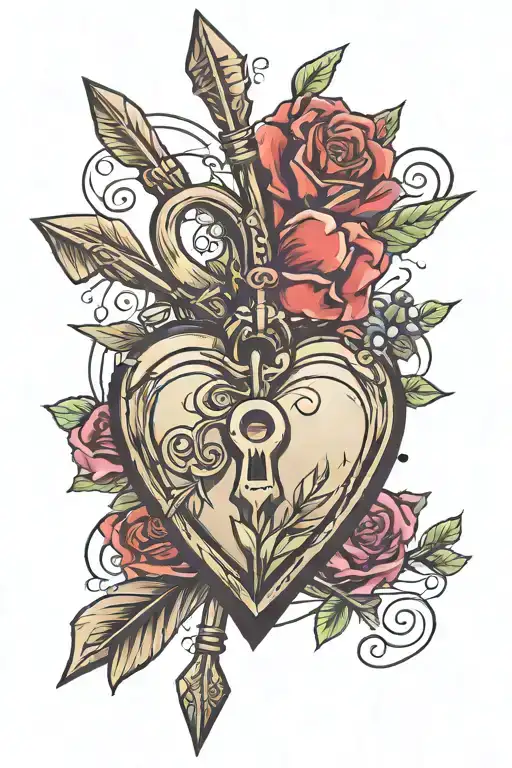 Archery Arrow And Heart Shaped Lock