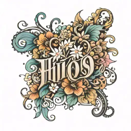 Incorporate The Word 'Hijos' In A Stylized Font Surrounded By Intricate Floral Designs