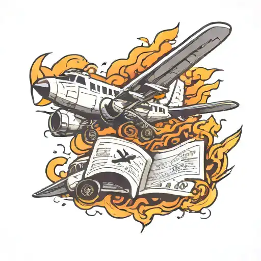 Airplane And Fire And Plane Ticket