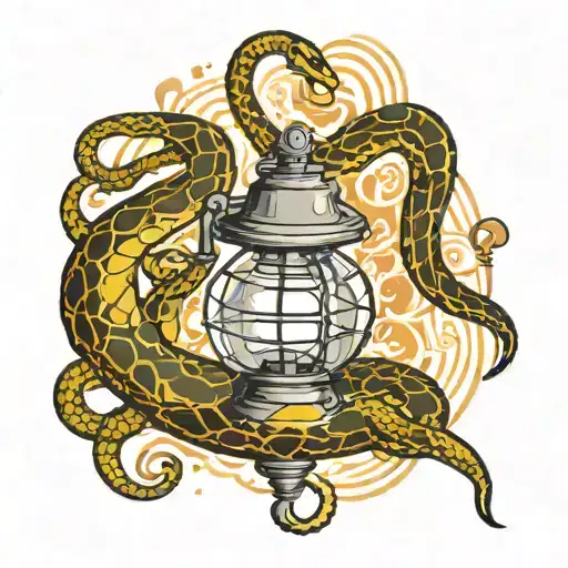 Nurse Lamp With Snake Getting Out Making The Health Sing