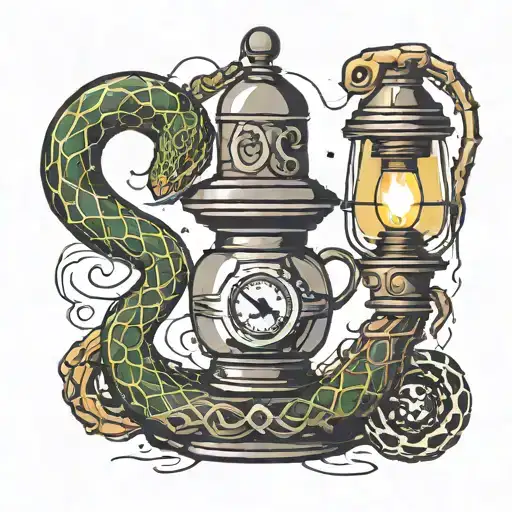 Nurse Lamp With A Snake Getting Out Making The Health Sign