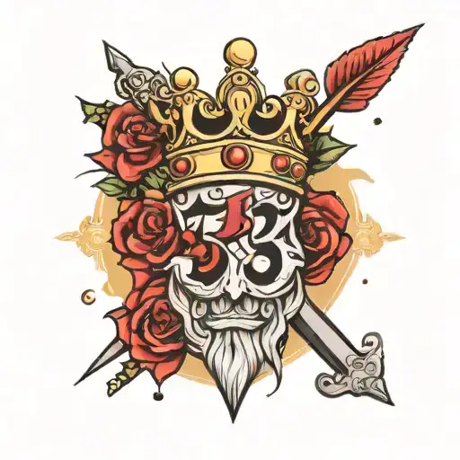The Number Three With A Crown And A Spear