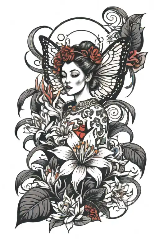 Persephone With Red Lily Spider Lily