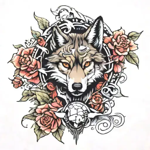 Wolf And Earth Globe Behind