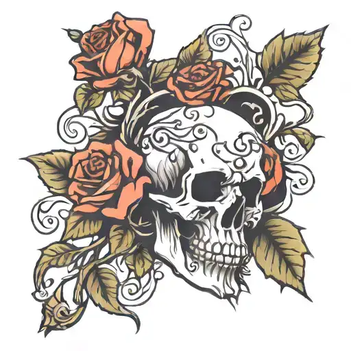 Rose Vine And Skull