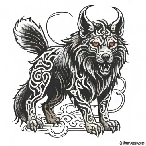 Dire Wolf Sitting Like Baphomet