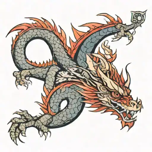 Dragon Rojo A Lo Largo Del Brazo