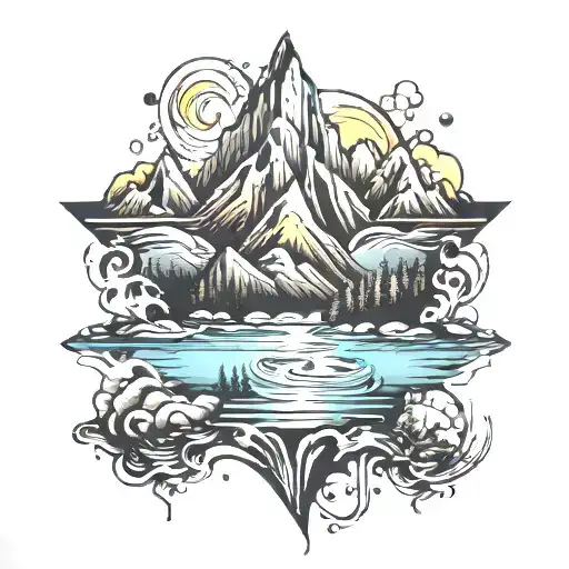 Mountains Surrounded By Receding Water