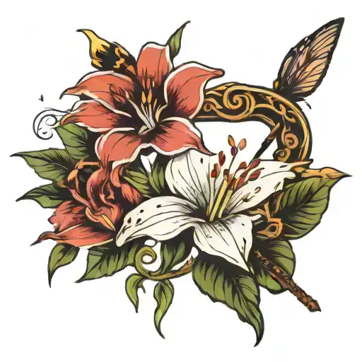 Plant Bow With An Arrow Who Goes From A Lily To A Butterfly