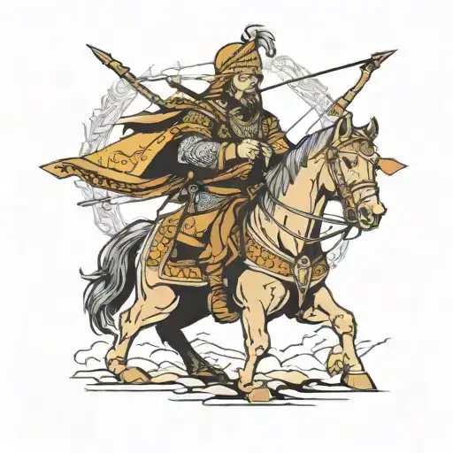 Genghis Khan Archer Shooting An Arrow