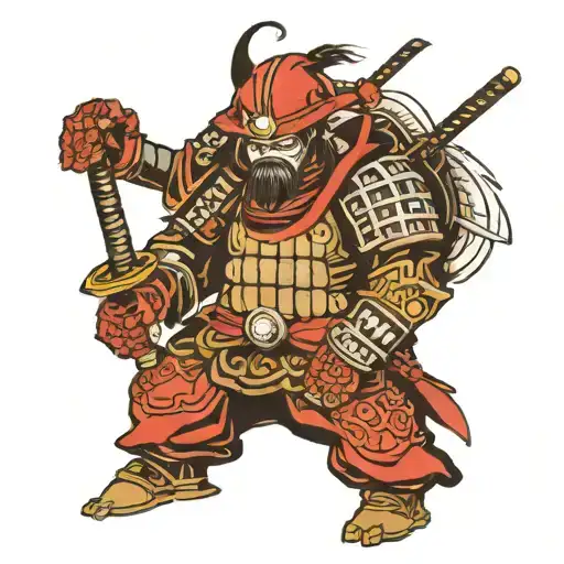 Samurai In Tactical Commando Outfit